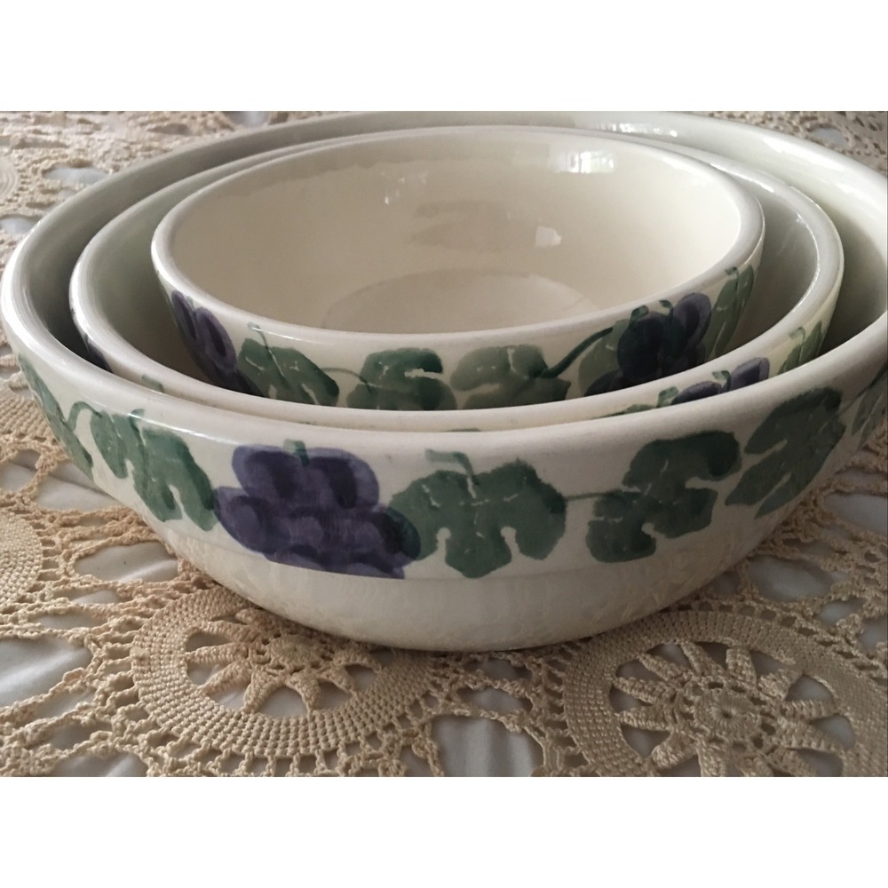 Set of 3 CROCK SHOP SANTA ANA nesting Mixing Bowls Tuscan Grape